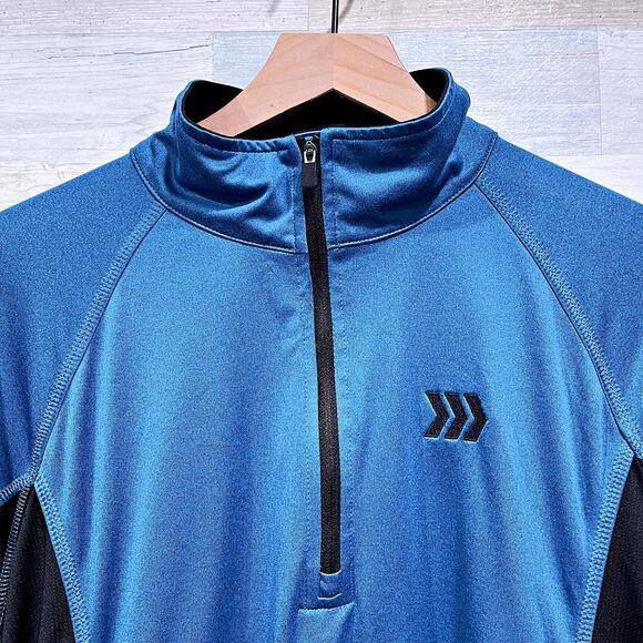 Roots Canada 1/4 Zip Performance Jersey Tech Pullover Blue Black Womens XL - Picture 2 of 8